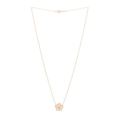 Tiffany 18K Rose Gold Diamond Small Enchant Garden Rose Cut Flower Pendant Necklace 3 of 4