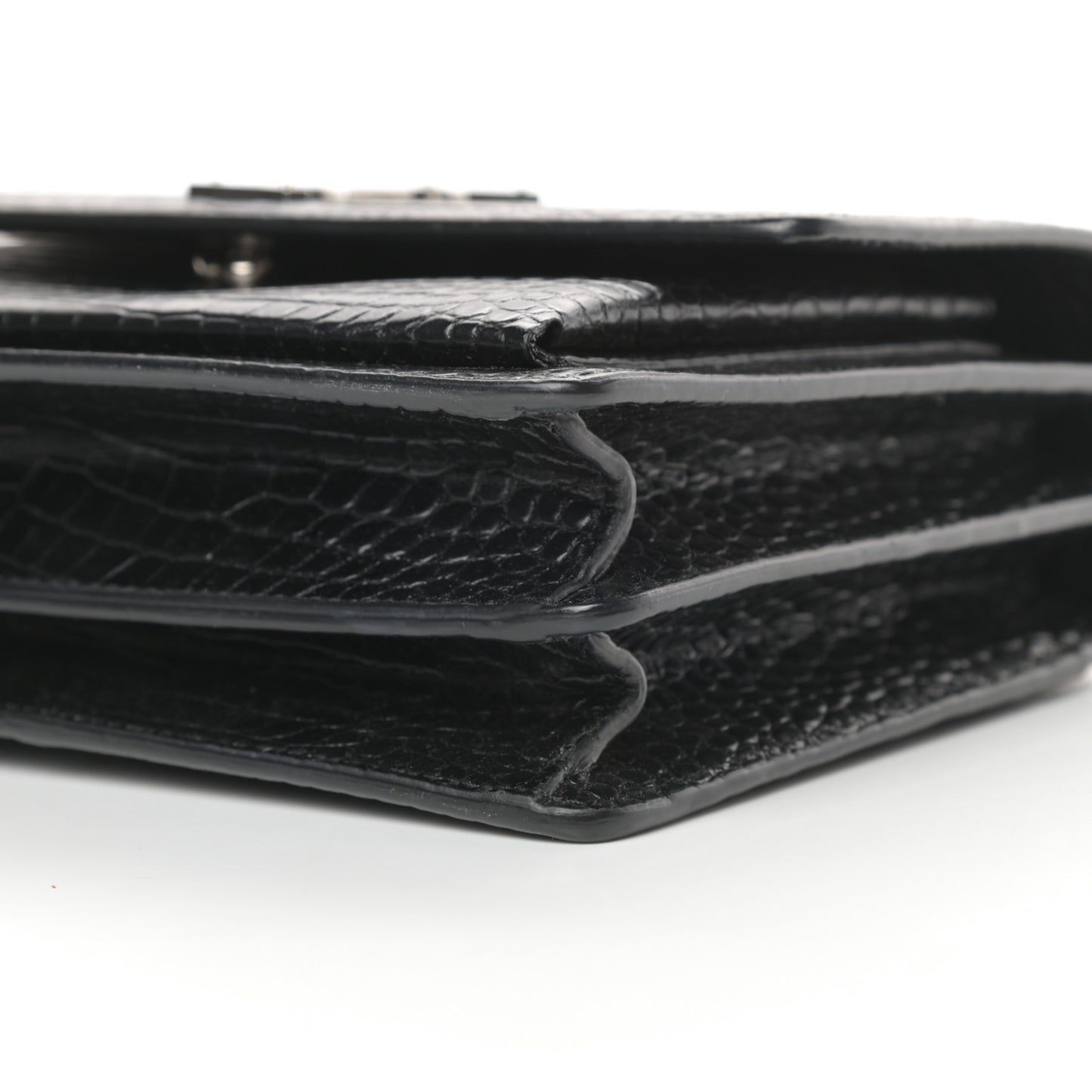 Calfskin Crocodile Embossed Medium Monogram Sunset Black