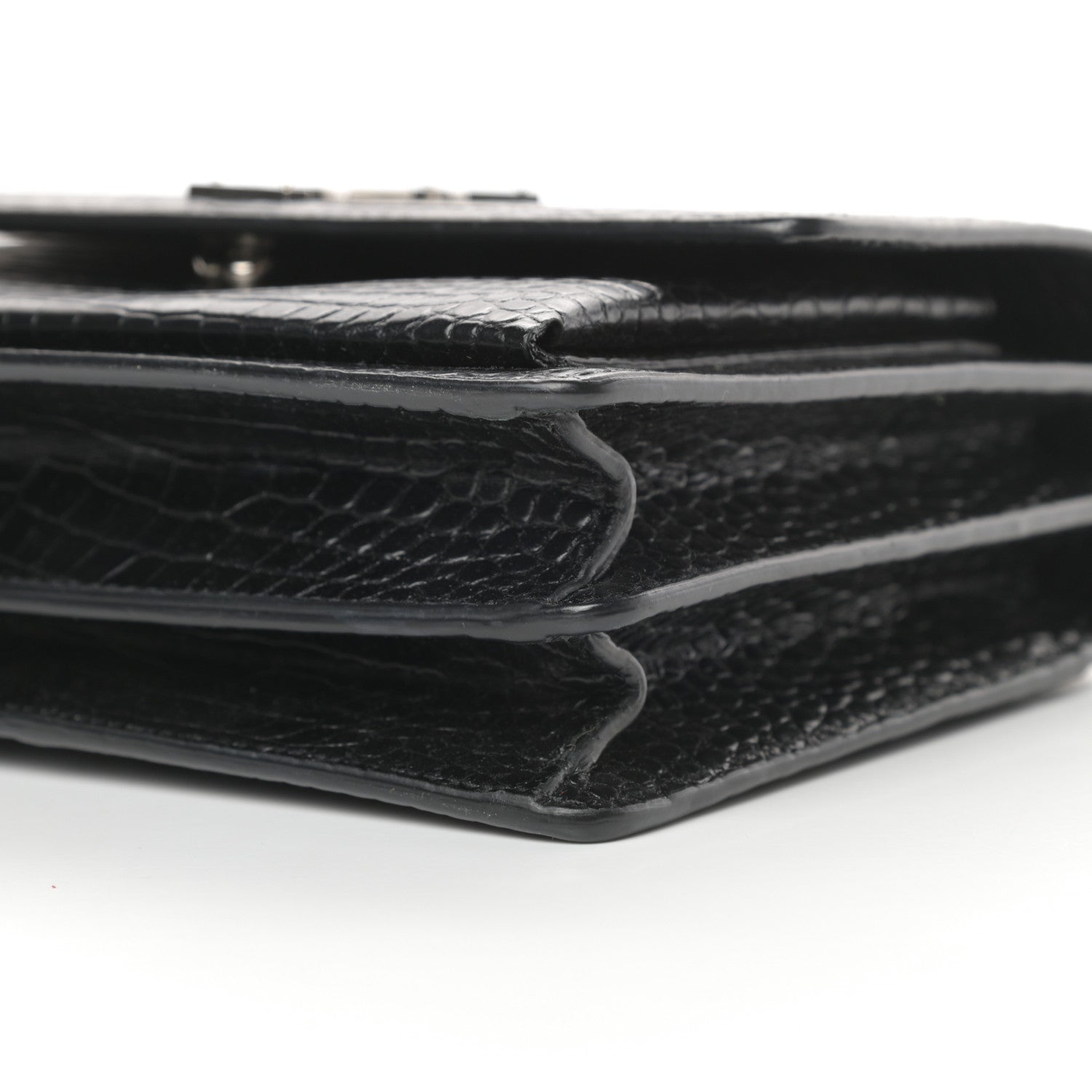 Saint Laurent Calfskin Crocodile Embossed Medium Monogram Sunset Black 10 of 10
