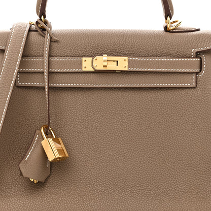 Hermes Togo Kelly Retourne 25 Etoupe 8 of 11