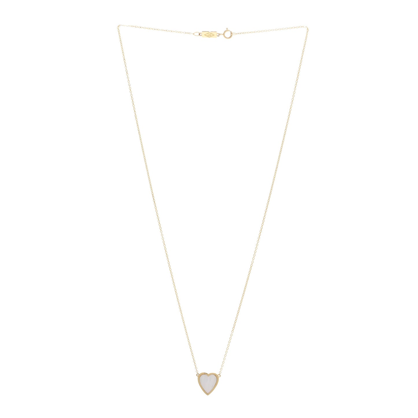 18K Yellow Gold Mother of Pearl Mini Heart Pendant Necklace