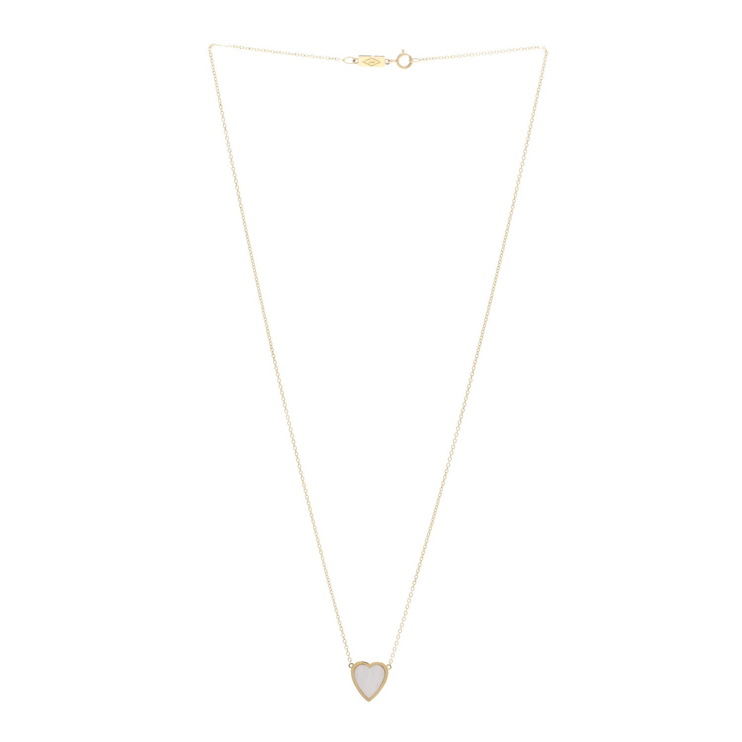 Jennifer Meyer 18K Yellow Gold Mother of Pearl Mini Heart Pendant Necklace 3 of 4