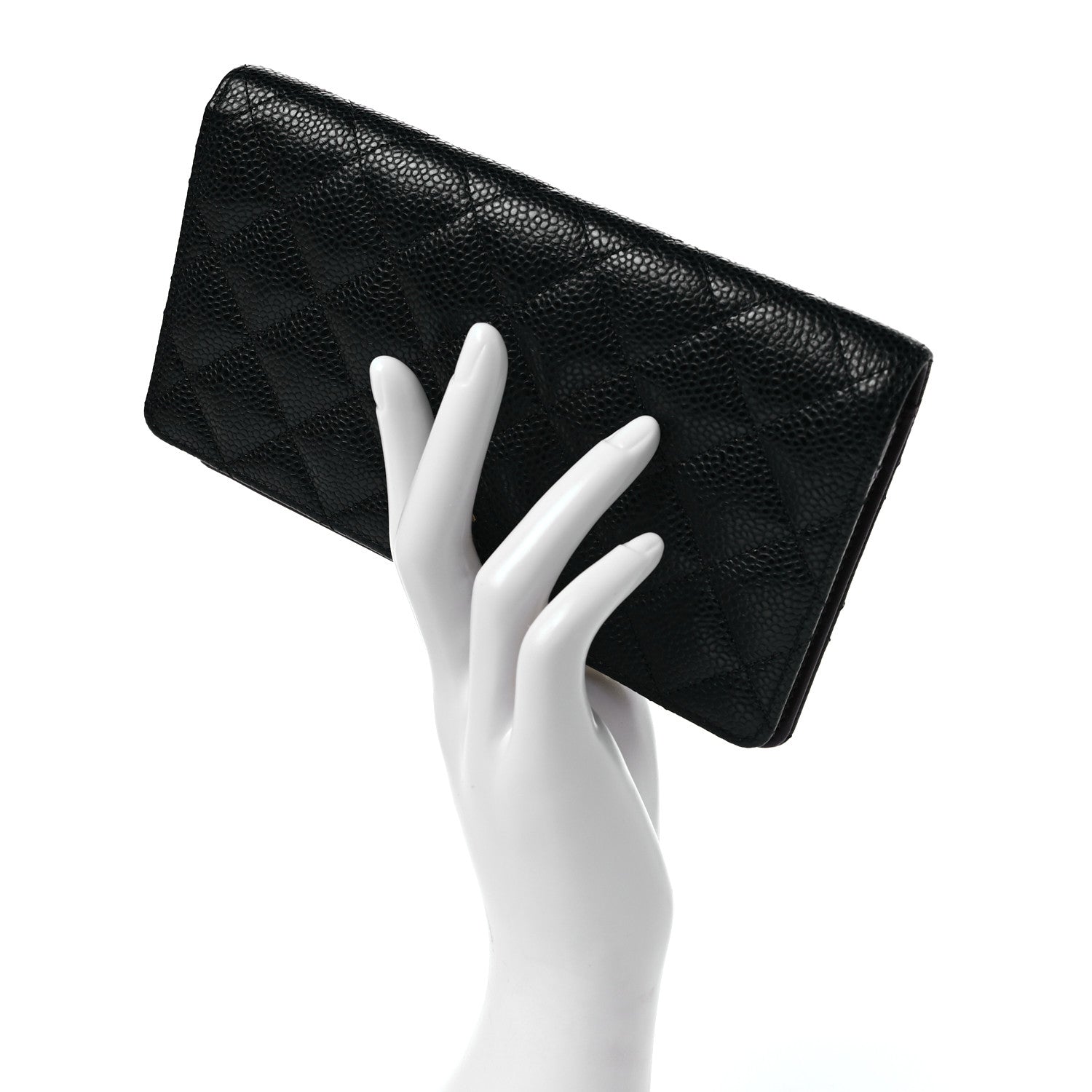 Chanel Caviar Quilted Yen Wallet Black 2 of 9