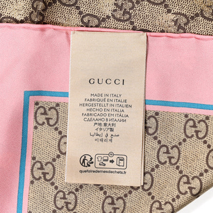 Gucci Silk Twill GG Monogram Bee Scarf Roseate Sky Blue 2 of 3