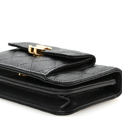 Chanel Caviar Quilted Pocket Twins Clutch With Chain  Black 10 of 11