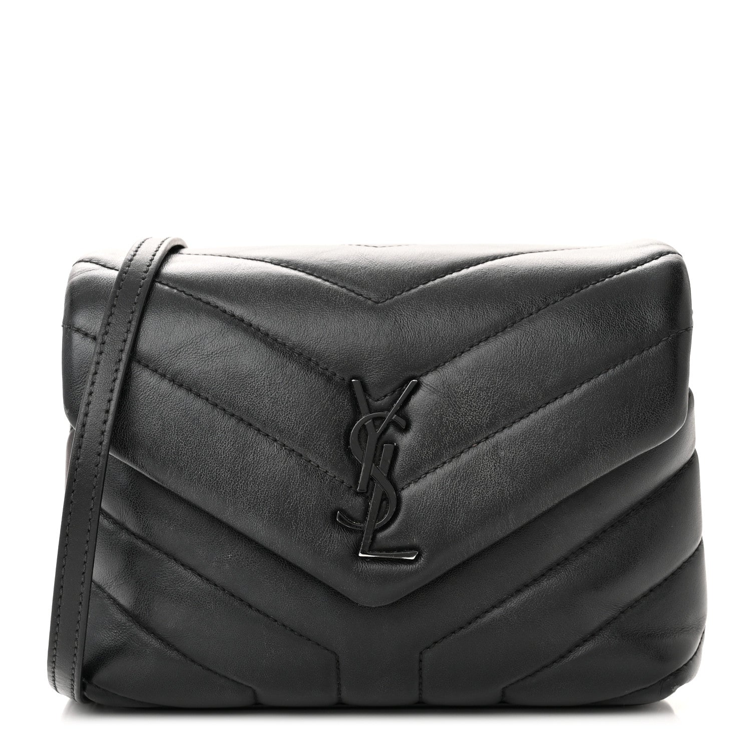 Saint Laurent Calfskin Y Quilted Monogram Monochrome Toy Loulou Crossbody Bag Black 1 of 13