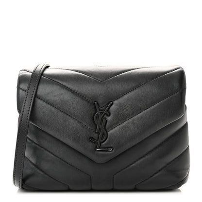 Saint Laurent Calfskin Y Quilted Monogram Monochrome Toy Loulou Crossbody Bag Black 1 of 13