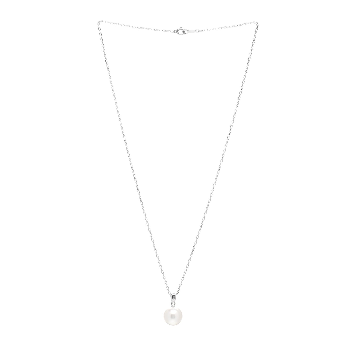18K White Gold South Sea Pearl 10mm Drop Pendant Necklace