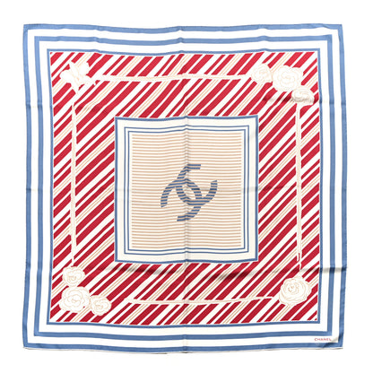 Chanel Silk Camellia Stripe CC Scarf Multicolor 1 of 3
