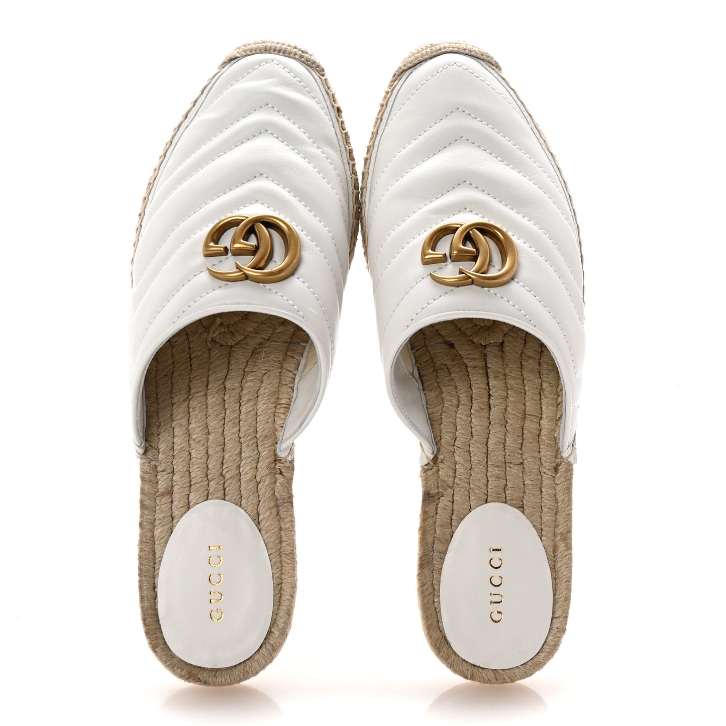 Nappa Matelasse GG Marmont Espadrille Slippers 40 Great White