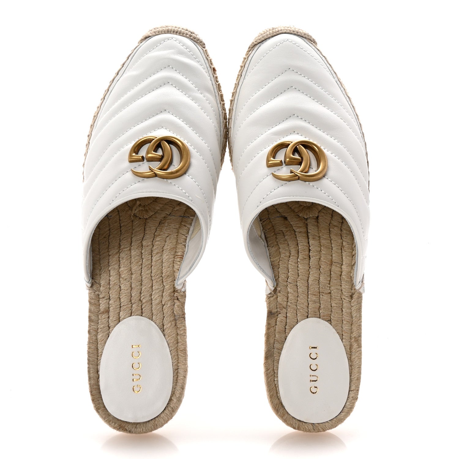 Gucci Nappa Matelasse GG Marmont Espadrille Slippers 40 Great White 2 of 10