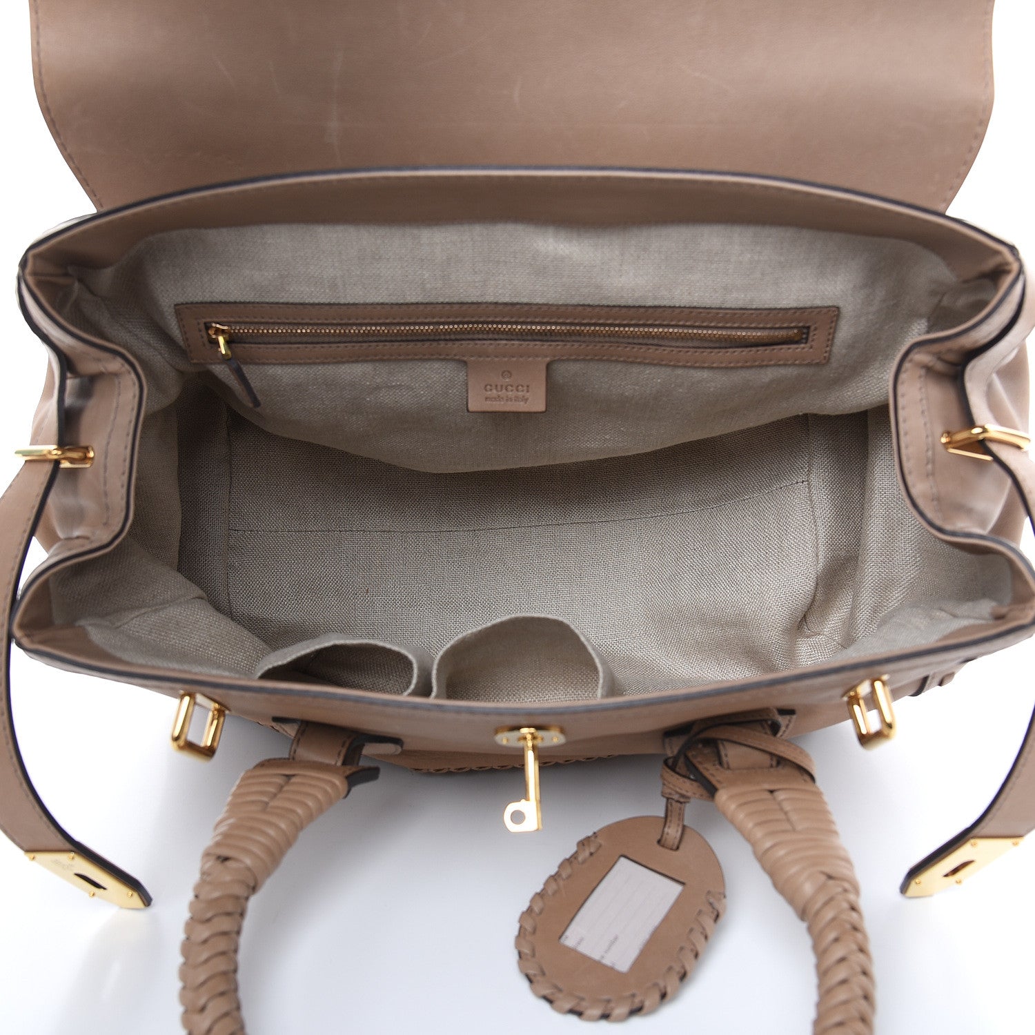 Gucci Calfskin Handmade Large Top Handle Bag Taupe 5 of 24