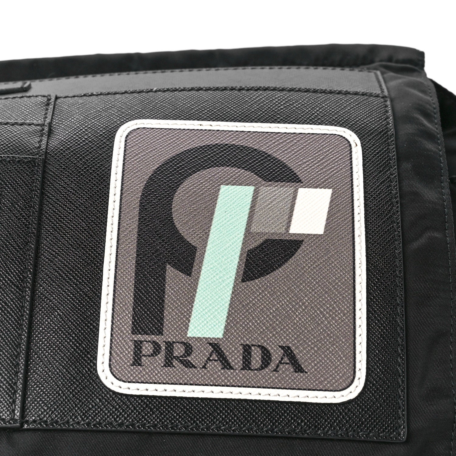 Prada Tessuto Nylon Saffiano Racing Logo Messenger Bag Black 9 of 13