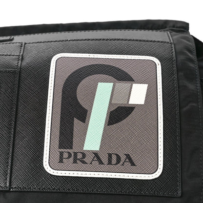 Prada Tessuto Nylon Saffiano Racing Logo Messenger Bag Black 9 of 13