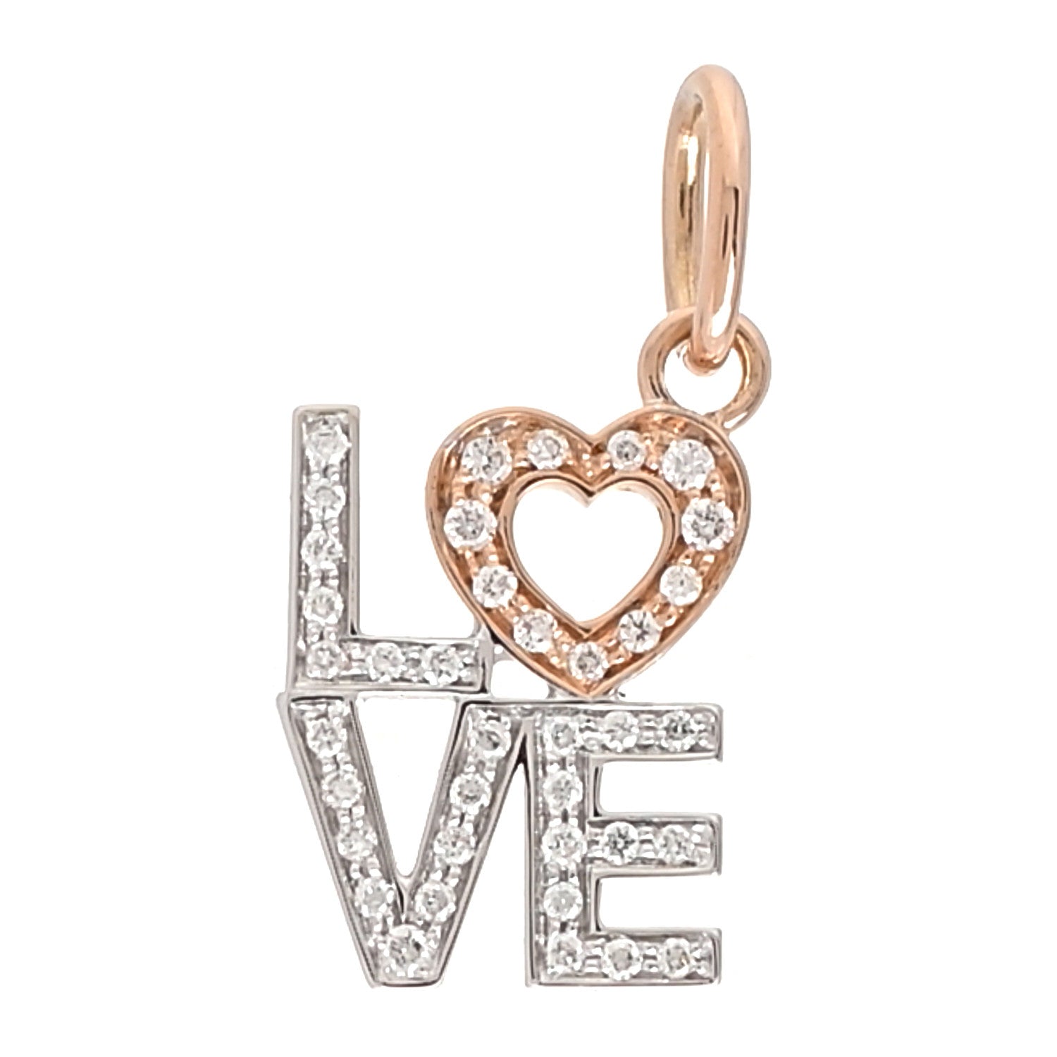 Tiffany 18K Rose White Gold Diamond Love Charm 1 of 3