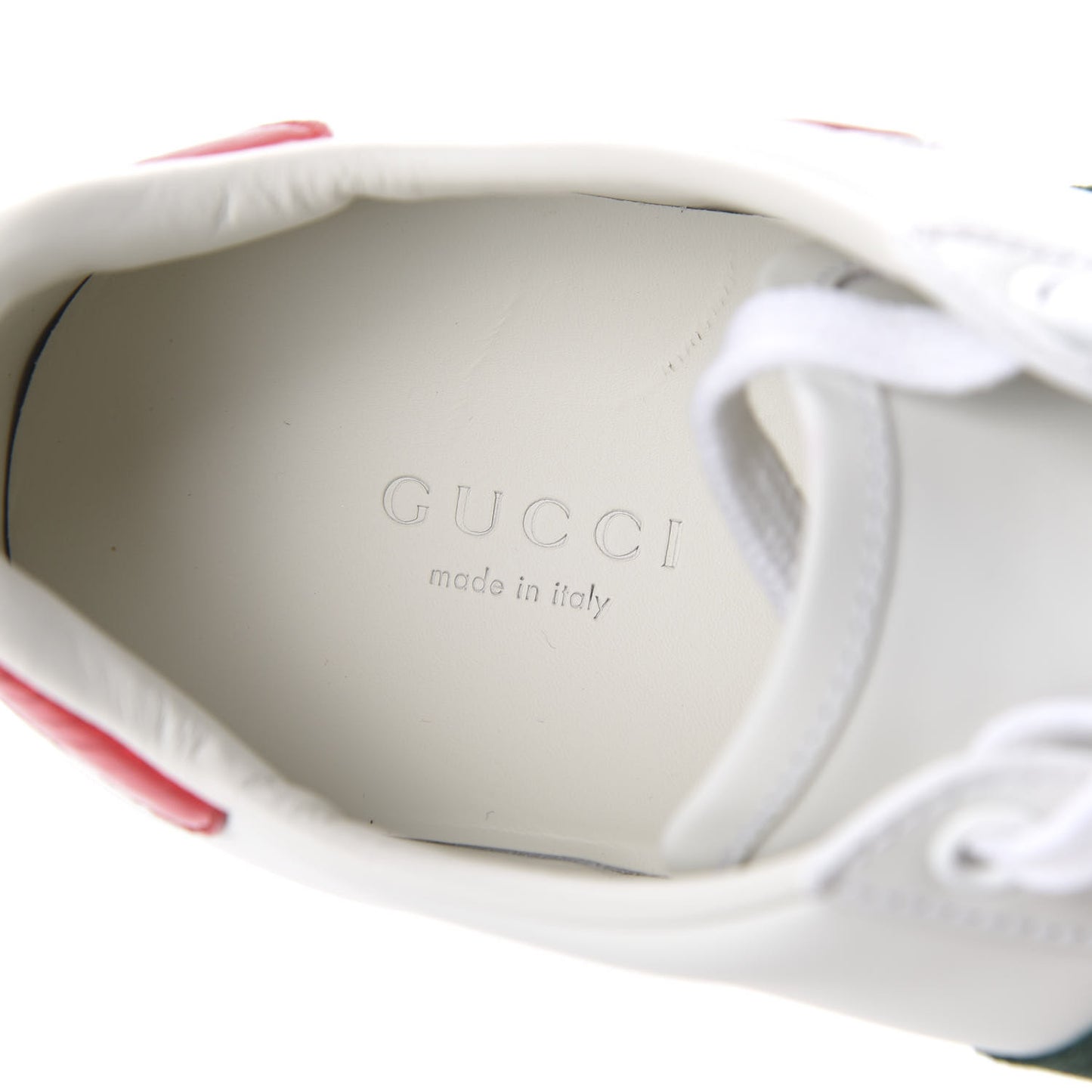 Calfskin Web Heart Embroidered Womens Ace Sneakers 36 White
