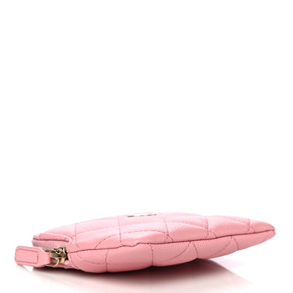Chanel Caviar Quilted Zip Card Holder Wallet Pink 4 of 11