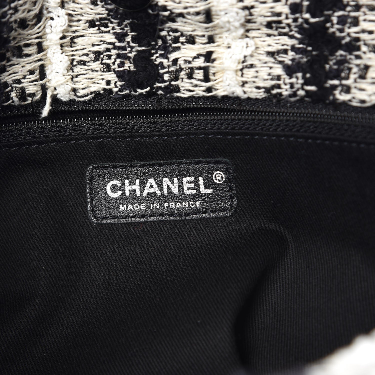 Chanel Aged Calfskin Tweed Inuit Fantasy Fur Tote Black 6 of 9
