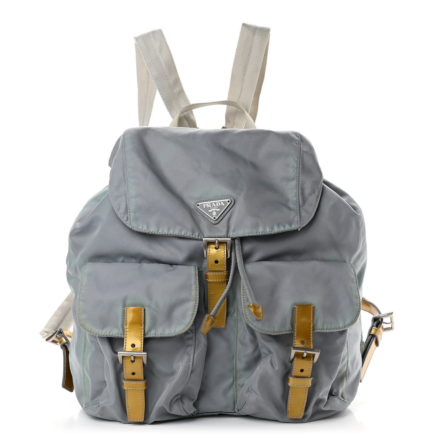 Nylon Vela Patent Backpack Argento