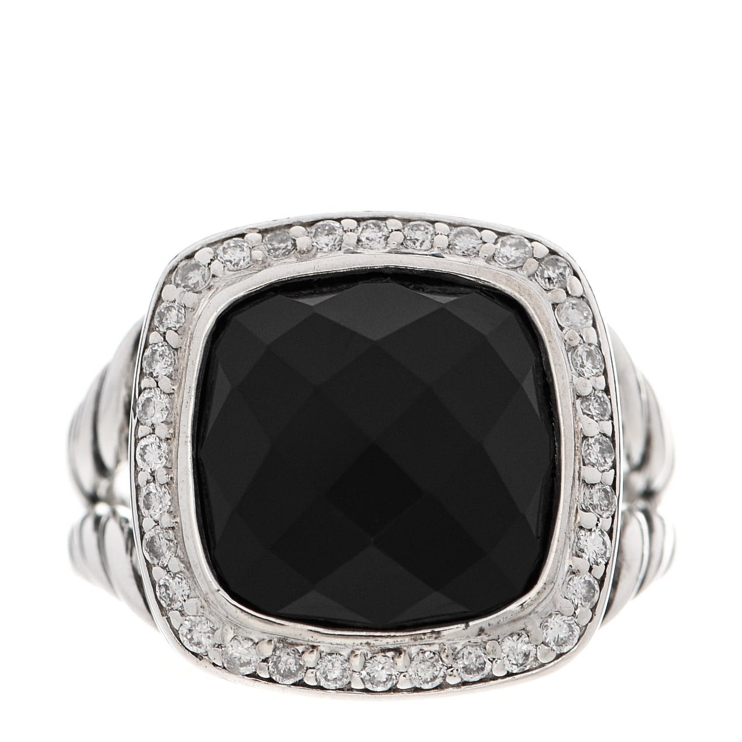 Sterling Silver Diamond Black Onyx 11mm Albion Ring 48 4.5