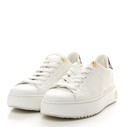Louis Vuitton Calfskin Monogram Debossed Time Out Sneakers 38 White 3 of 10