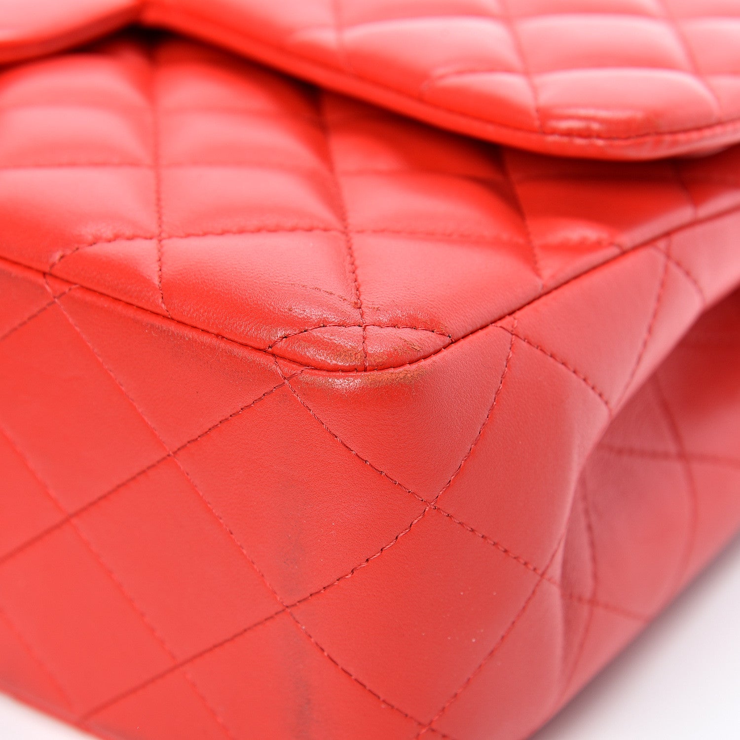 Chanel Lambskin Quilted Jumbo Double Flap Red 9 of 15