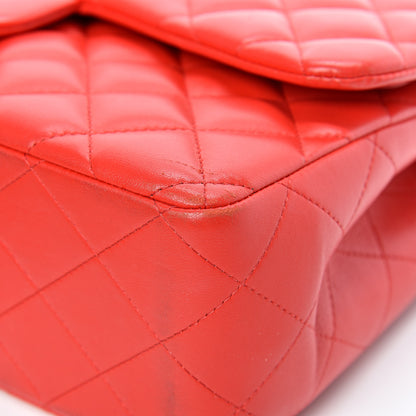 Chanel Lambskin Quilted Jumbo Double Flap Red 9 of 15