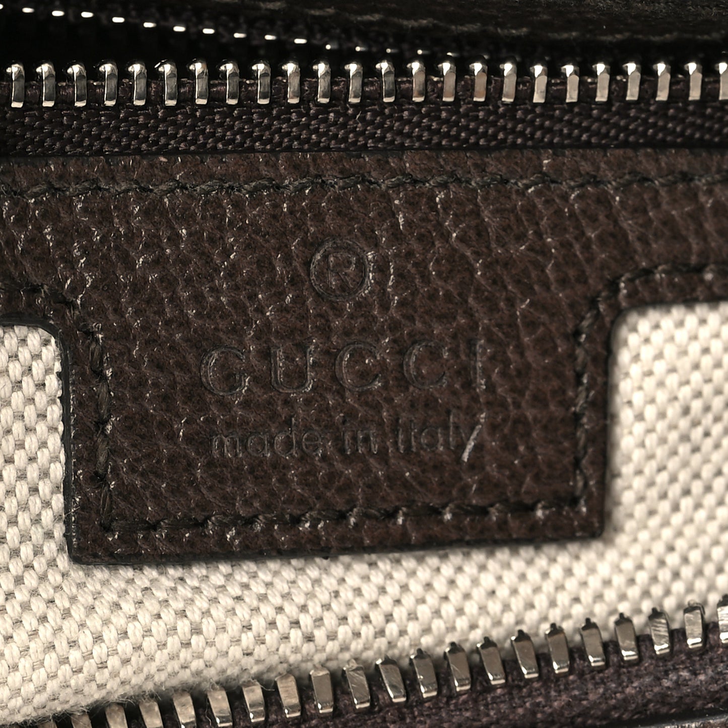 GG Supreme Monogram Textured Calfskin Web Large Attache Shoulder Bag Beige Ebony New Acero