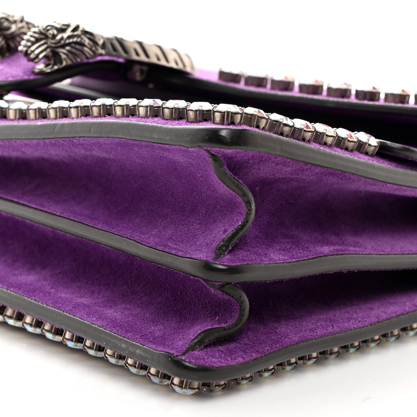 Suede Crystal Small Dionysus Shoulder Bag Bright Purple
