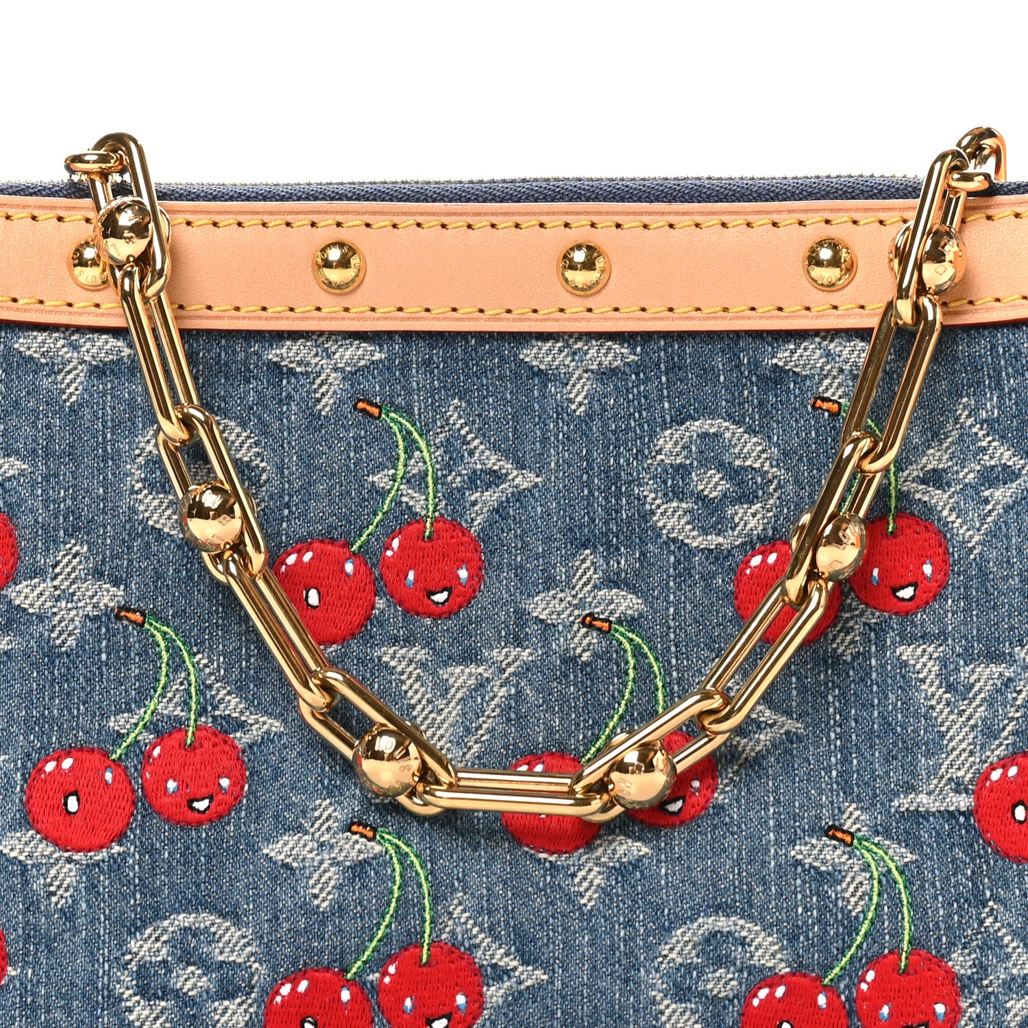 Louis Vuitton LV X TM Monogram Denim Cerises Pochette Accessories Blue 6 of 9