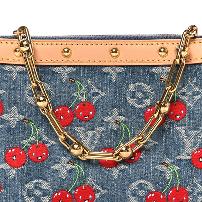 Louis Vuitton LV X TM Monogram Denim Cerises Pochette Accessories Blue 6 of 9