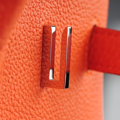 Hermes Togo Horseshoe Birkin 35 Orange Rouge Casaque 15 of 27