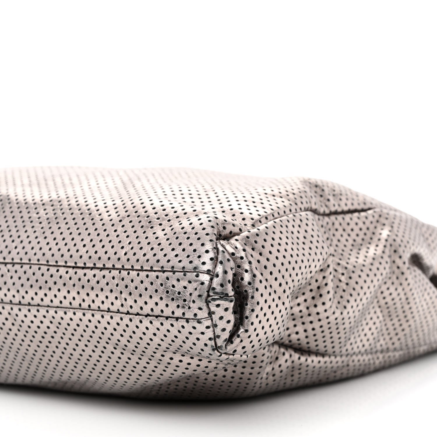 Chanel Metallic Crackled Calfskin Perforated Drill Shoulder Bag Silver 10 of 13