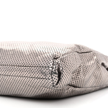 Chanel Metallic Crackled Calfskin Perforated Drill Shoulder Bag Silver 10 of 13