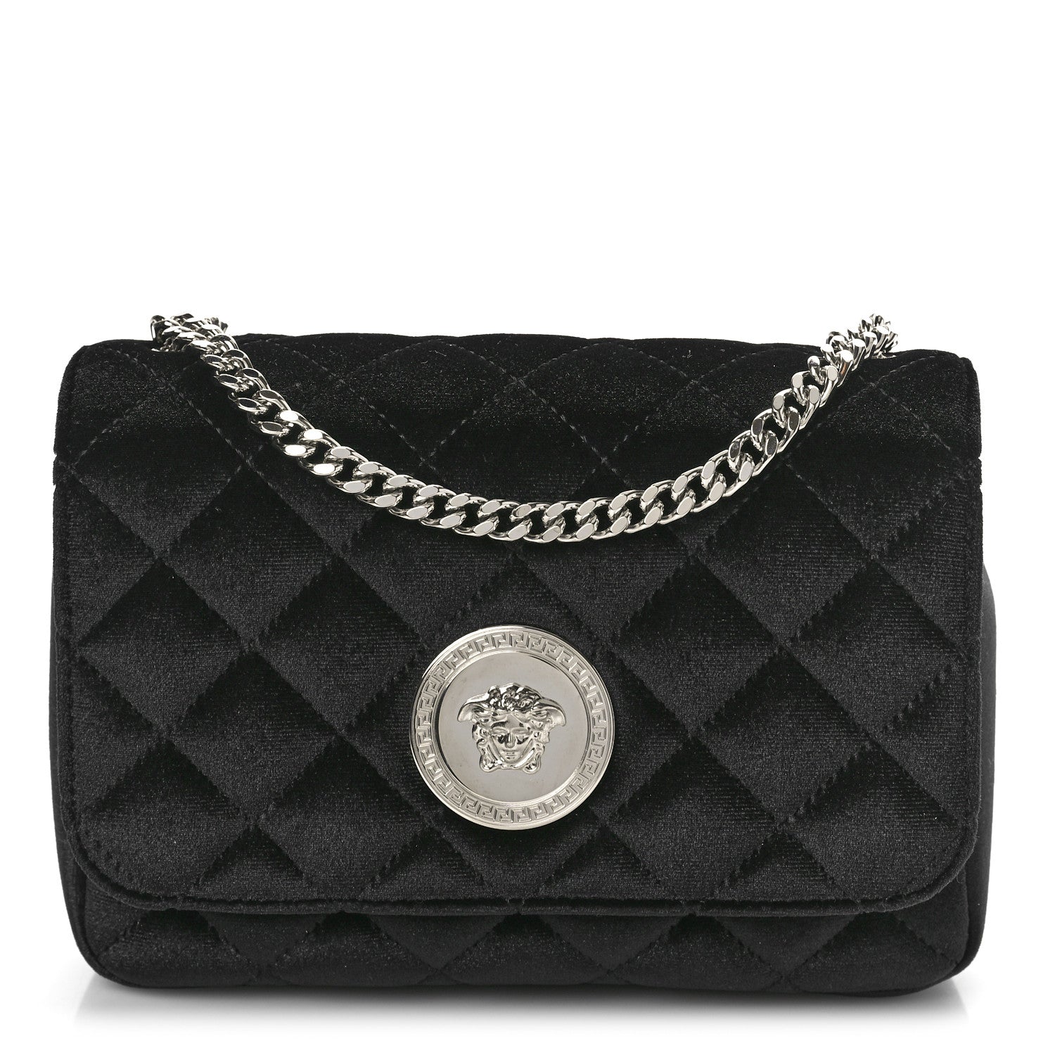 Versace Velvet Quilted Icon Crossbody Bag Black 1 of 11