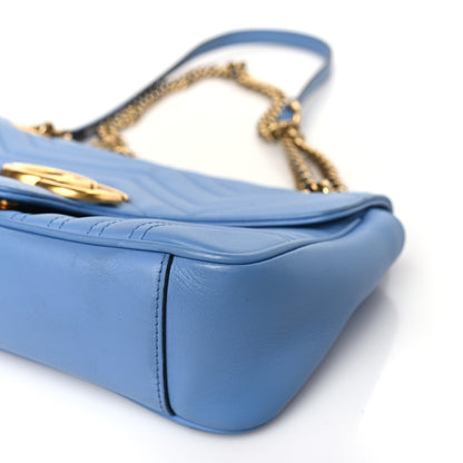 Gucci Calfskin Matelasse Small GG Marmont Shoulder Bag Clear Sky Blue 9 of 9