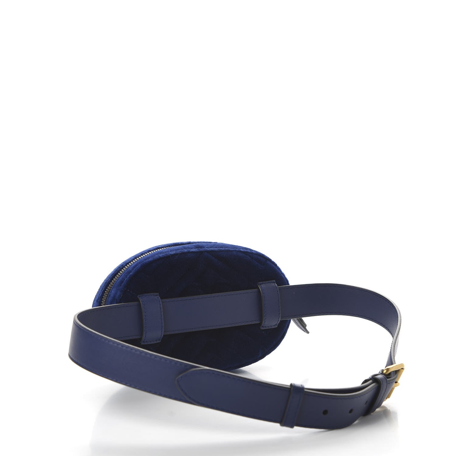 Gucci Velvet Matelasse GG Marmont Belt Bag 85 34 Cobalt Blue 3 of 10