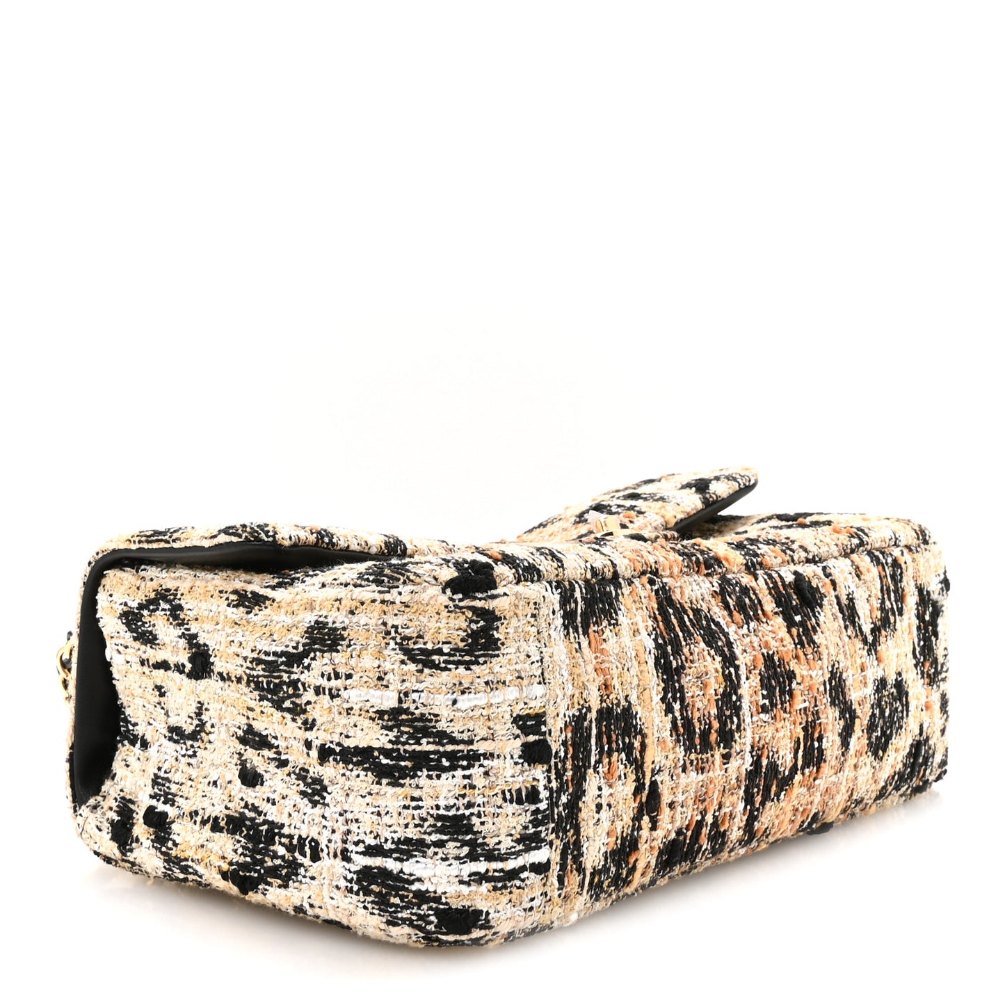 Tweed Mixed Fibers Leopard Print Small Souplissimo Maxi Flap Fawn