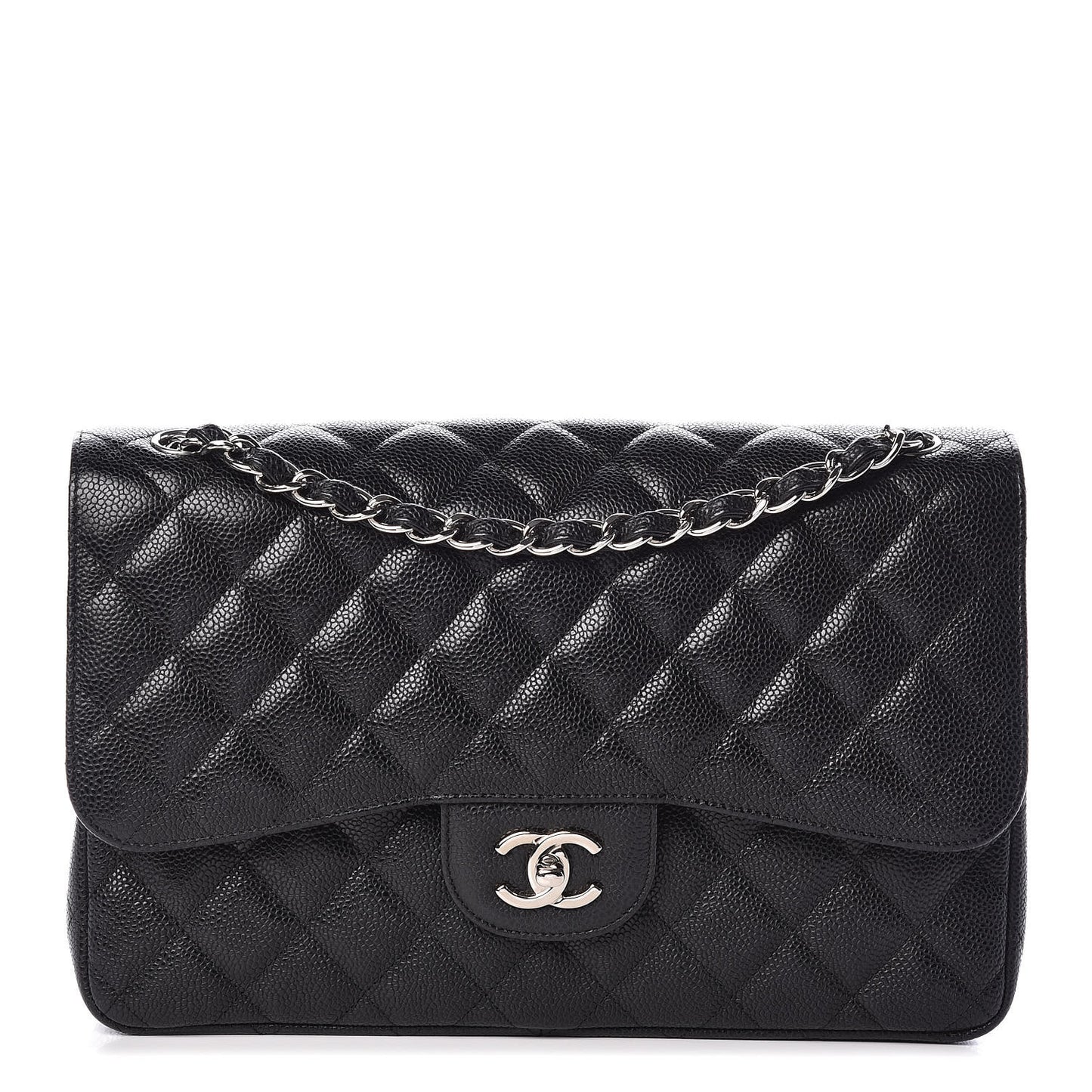 Caviar Quilted Jumbo Double Flap Black