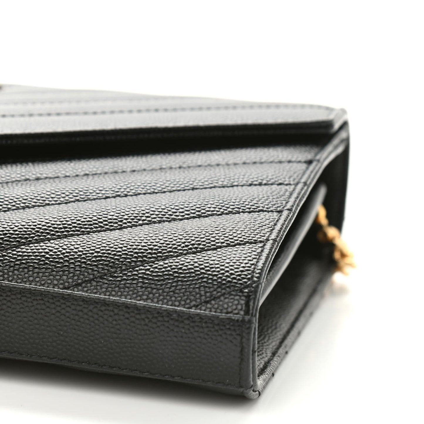 Grain De Poudre Matelasse Chevron Monogram Chain Wallet Black