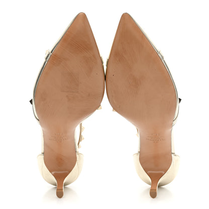 Valentino Garavani Metallic Nappa Rockstud Cross Strap D'Orsay 55mm Pumps 39.5 Platino 5 of 12