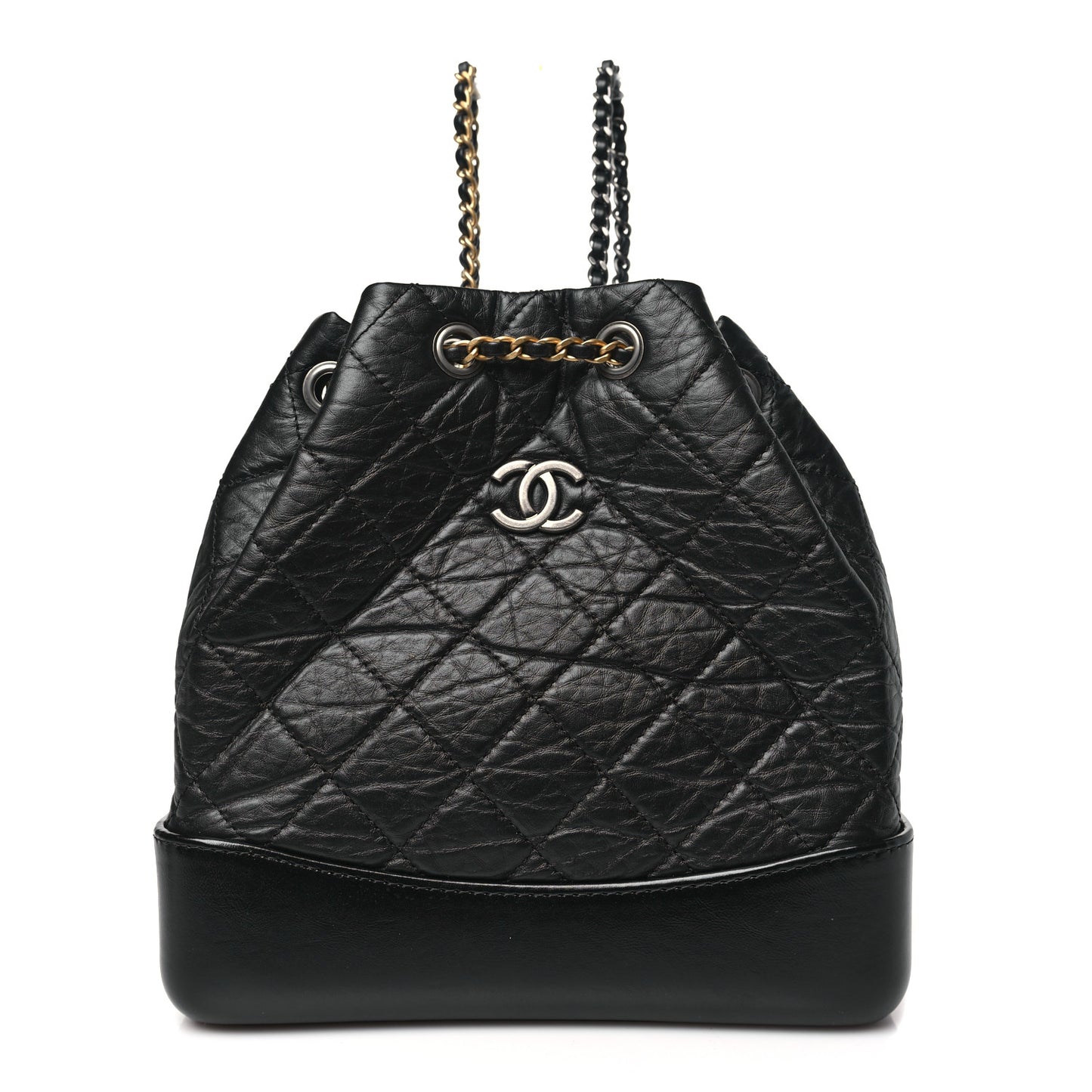 Aged Calfskin Quilted Small Gabrielle Backpack Black