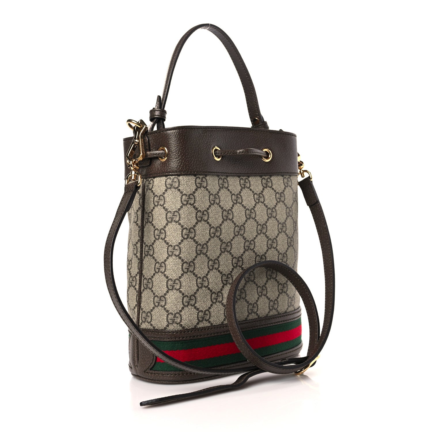 Gucci GG Supreme Monogram Web Small Ophidia Bucket Bag Brown 3 of 9