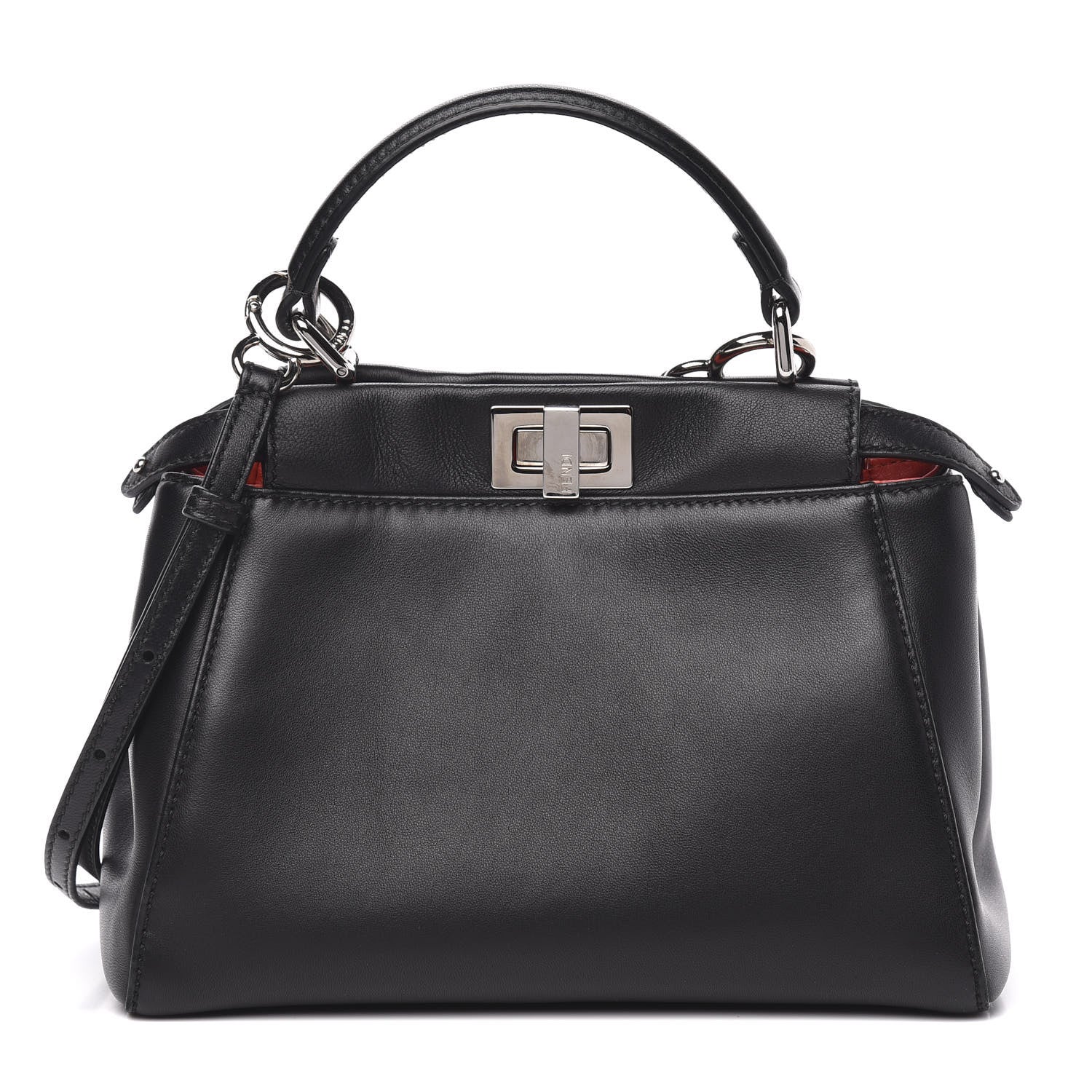 Fendi Nappa Karung Monster Eyes Mini Peekaboo Iconic Satchel Black Papavero 1 of 10
