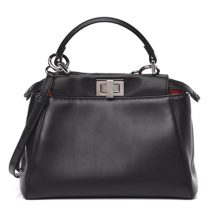 Fendi Nappa Karung Monster Eyes Mini Peekaboo Iconic Satchel Black Papavero 1 of 10