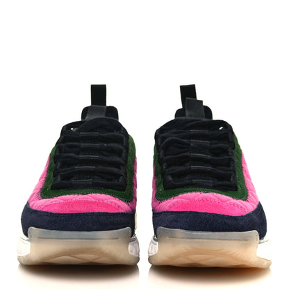Chanel Velvet Calfskin Mixed Fibers CC Sneakers 36 Dark Pink Green 2 of 7