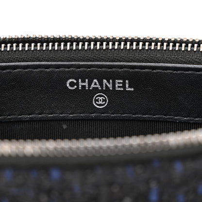 Chanel Tweed Calfskin Small Gabrielle Clutch With Chain Black Blue 8 of 17