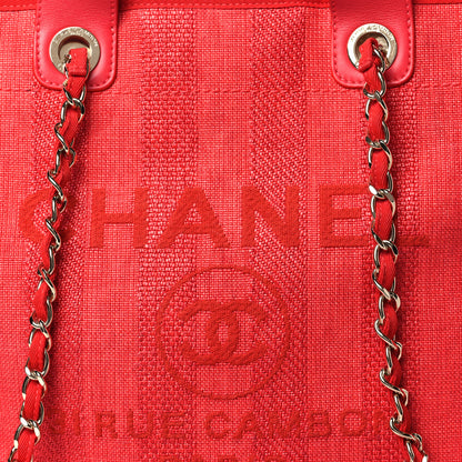 Chanel Straw Raffia Calfskin Striped Medium Deauville Tote Red 8 of 12