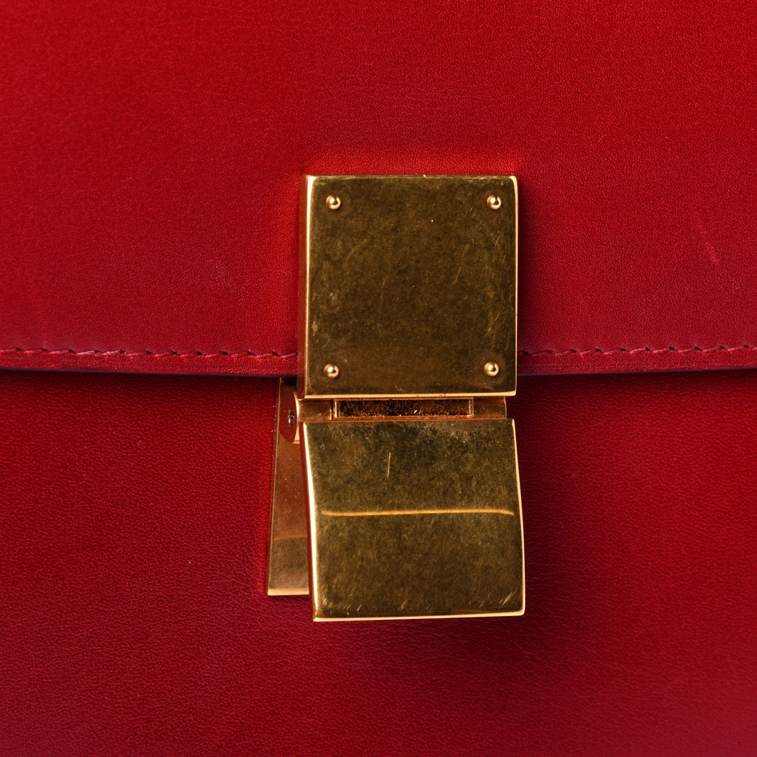 Celine Box Calfskin Medium Classic Box Flap Bag Red 9 of 11