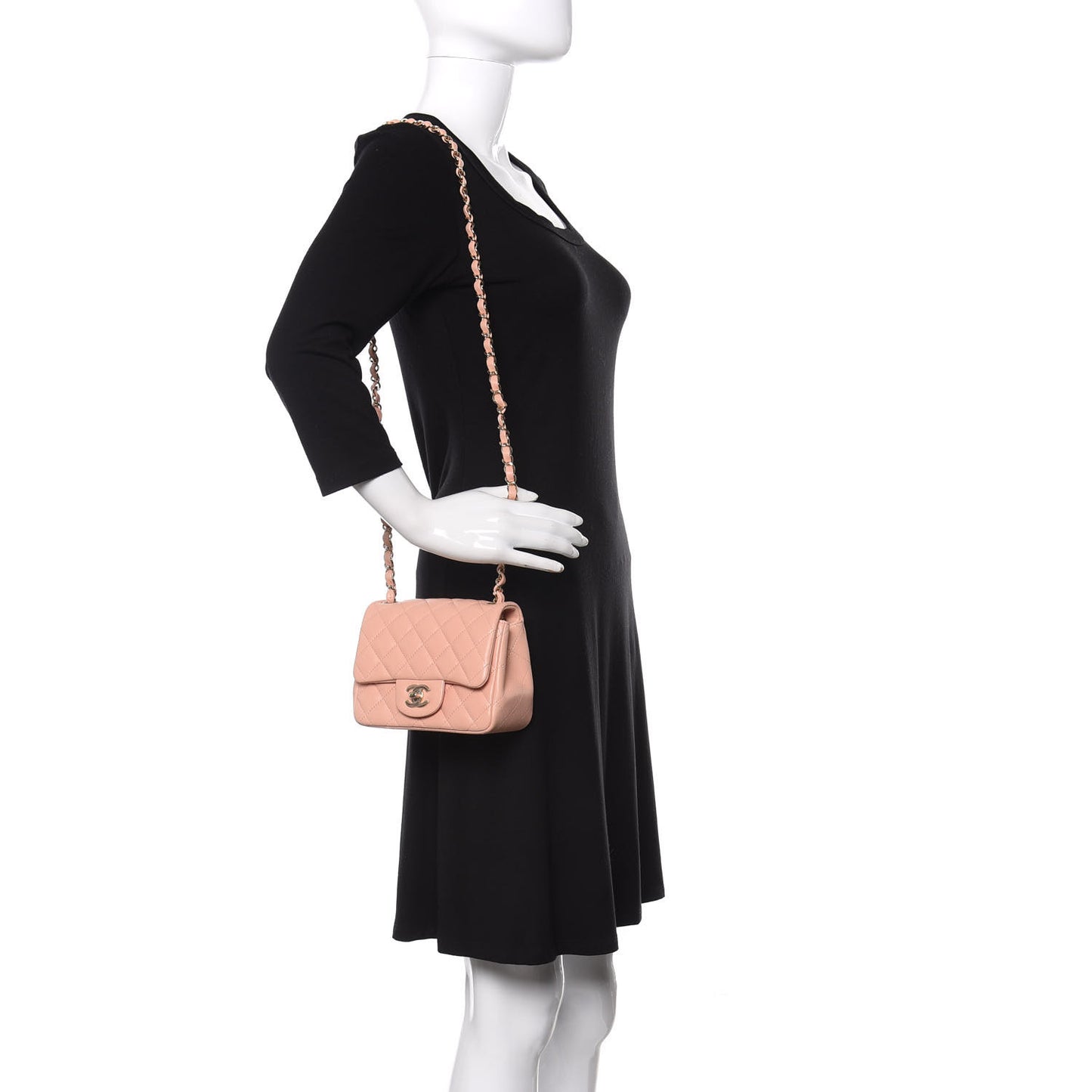 Lambskin Quilted Mini Square Flap Light Pink